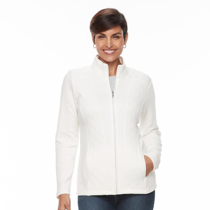 Women's Croft & Barrow&reg; Quilted Long Sleeve Jacket, Size: Xl, White