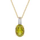 David Tutera 14k Gold Over Silver Simulated Peridot & Cubic Zirconia Oval Pendant, Women's, Size: 18, Green
