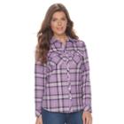Petite Croft & Barrow&reg; Flannel Plaid Button-down Shirt, Women's, Size: Xl Petite, Med Purple