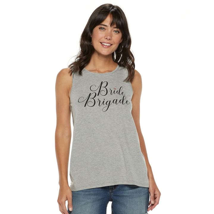 Women's Apt. 9&reg; Bridal Graphic Tank, Size: Xxl, Grey