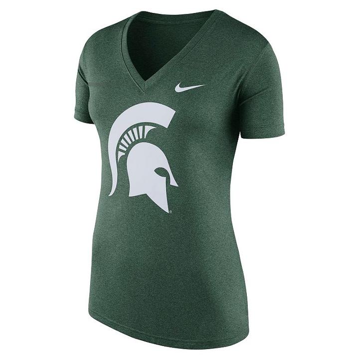 Women's Nike Michigan State Spartans Striped Bar Tee, Size: Xl, Green