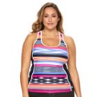 Plus Size Zeroxposur Striped Racerback Tankini Top, Women's, Size: 16 W, Orange Oth