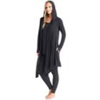 Plus Size Women's Cuddl Duds Softwear Hooded Wrap Cardigan, Size: 2xl, Black