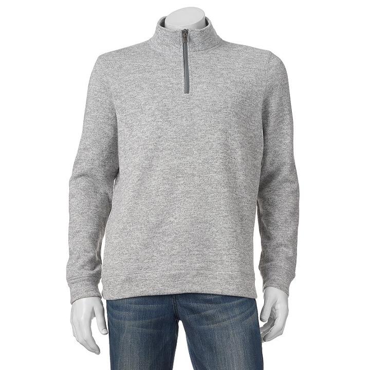 Big & Tall Croft & Barrow&reg; Marl Quarter-zip Sweater Fleece, Men's, Size: Xl Tall, Med Grey