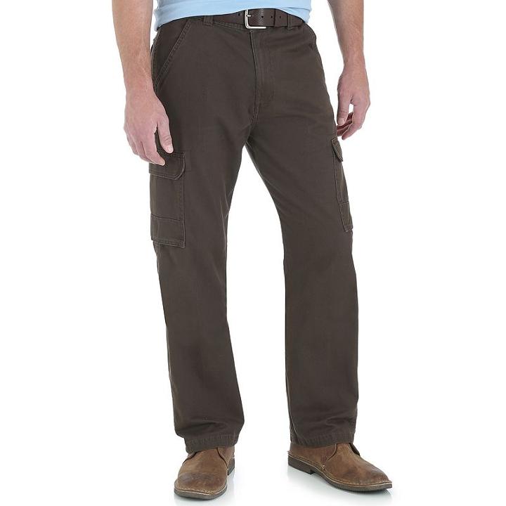 Men's Wrangler Twill Cargo Pants, Size: 33x32, Med Beige