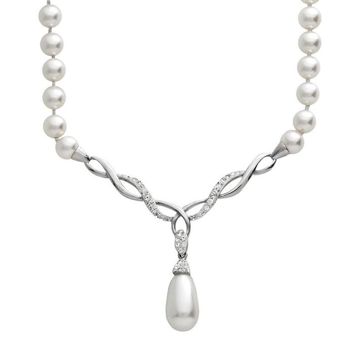 Artistique Sterling Silver Crystal Y Necklace - Made With Swarovski Crystals, Women's, White