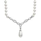 Artistique Sterling Silver Crystal Y Necklace - Made With Swarovski Crystals, Women's, White