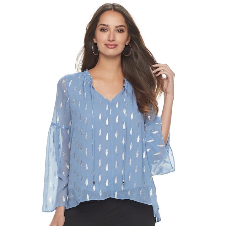 Women's Jennifer Lopez Shirred Top, Size: Xs, Blue (navy)