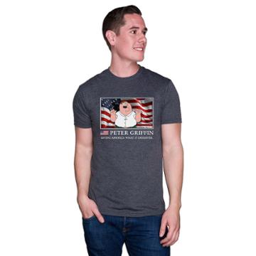 Men's Family Guy Peter Griffin Flag Tee, Size: Medium, Dark Grey