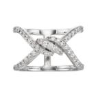 Fleur Silver Tone Cubic Zirconia Knot Ring, Women's, Size: 8, White