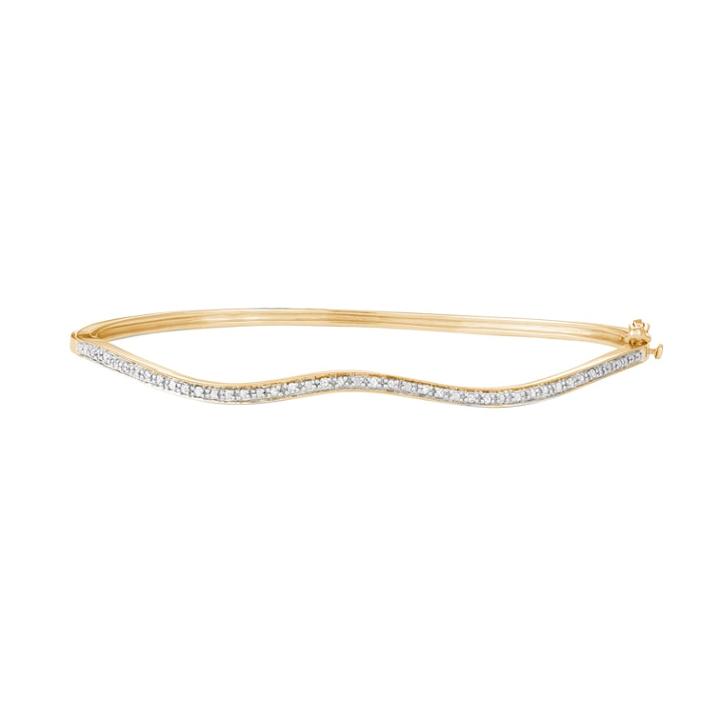 14k Gold Over Silver 1/10 Carat T.w. Diamond Wave Bangle Bracelet, Women's, White