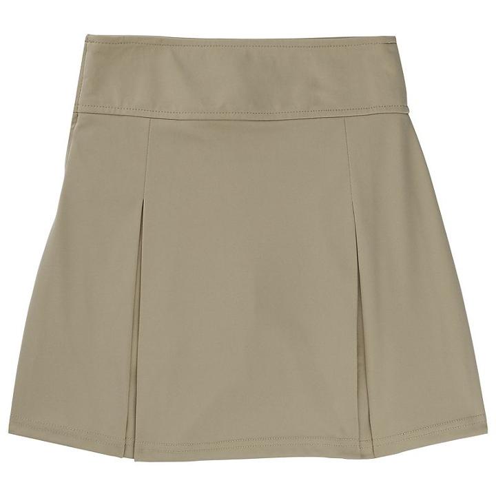 Girls 4-20 French Toast School Uniform Kick Pleat Skort, Size: 10-12, Beig/green (beig/khaki)