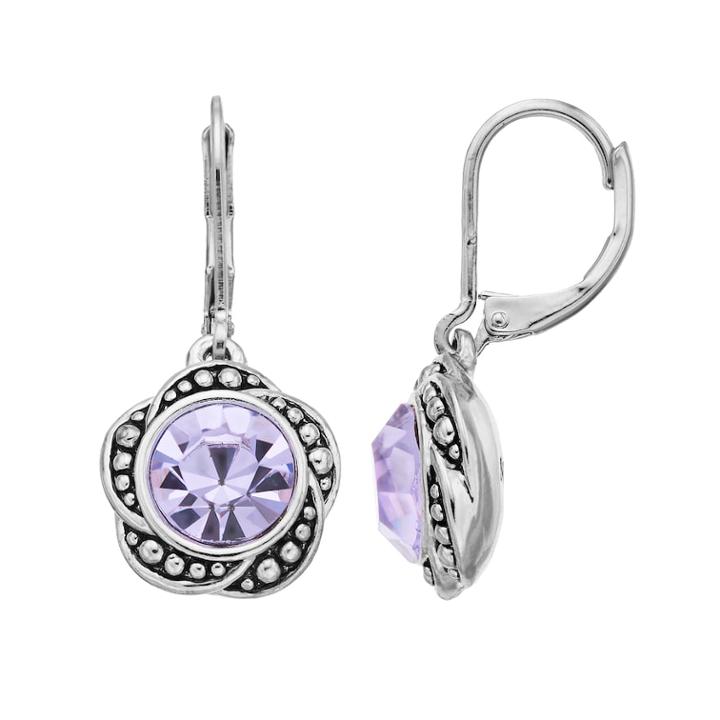 Napier Simulated Crystal Flower Drop Earrings, Women's, Purple