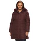 Plus Size D.e.t.a.i.l.s Hooded Solid Quilted Walker Jacket, Women's, Size: 3xl, Red