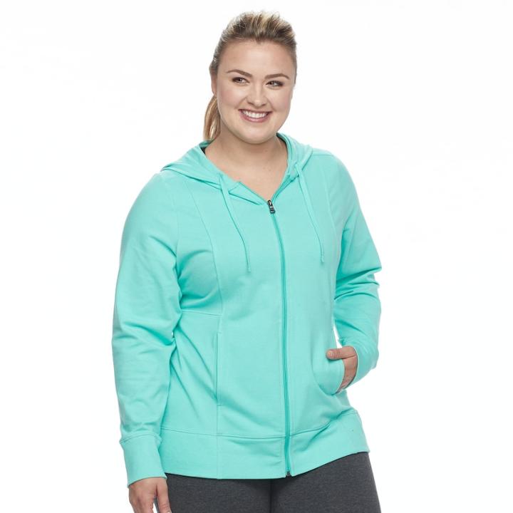Plus Size Tek Gear&reg; Dry Tek Zip-front Hoodie, Women's, Size: 2xl, Turquoise/blue (turq/aqua)