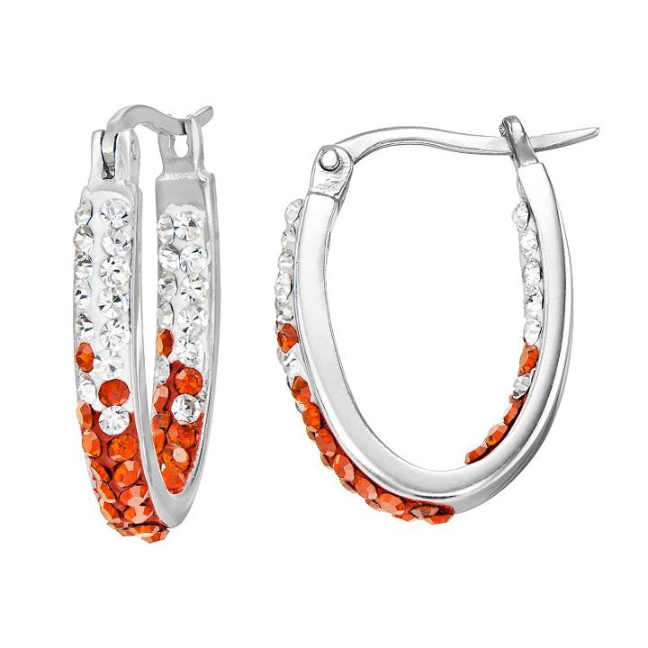 Florida Gators Crystal Sterling Silver Inside Out U-hoop Earrings, Women's, Orange