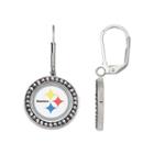Pittsburgh Steelers Crystal Team Logo Drop Earrings, Women's, Black