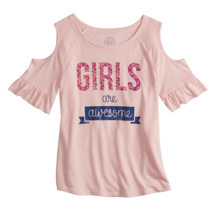 Girls 7-16 So&reg; Cold-shoulder Top, Size: 10, Light Pink