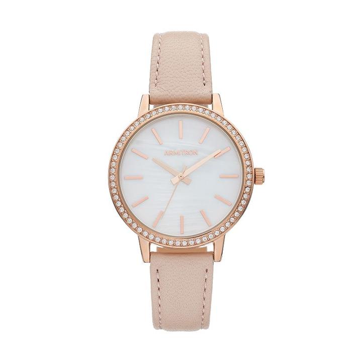 Armitron Women's Crystal Leather Watch - 75/5503mprgbh, Size: Medium, Pink