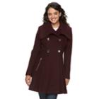 Women's Lnr Fashion Styles Wool Blend Fit & Flare Jacket, Size: Medium, Dark Red