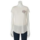 Juniors' The Print Shop Pizza My Heart Embroidered Tee, Girl's, Size: Small, Natural