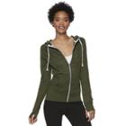 Juniors' So&reg; Space Dye Zip Up Hoodie, Girl's, Size: Large, Dark Green