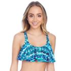 Mix & Match Tie-dye Flounce Bikini Top, Teens, Size: Large, Lt Green