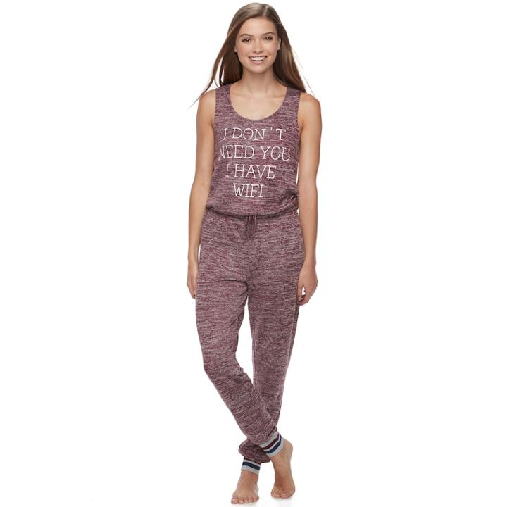 Juniors' Sleep Riot Pajamas: Sweater-knit Jumpsuit, Teens, Size: Small, Drk Purple