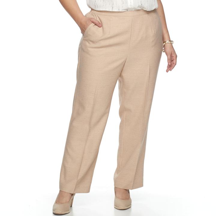 Plus Size Alfred Dunner Studio Pull-on Flat Front Pants, Women's, Size: 20 - Regular, Lt Beige