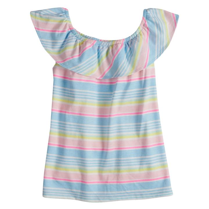 Girls 4-10 Jumping Beans&reg; Ruffle Shoulder Top, Size: 10, Natural