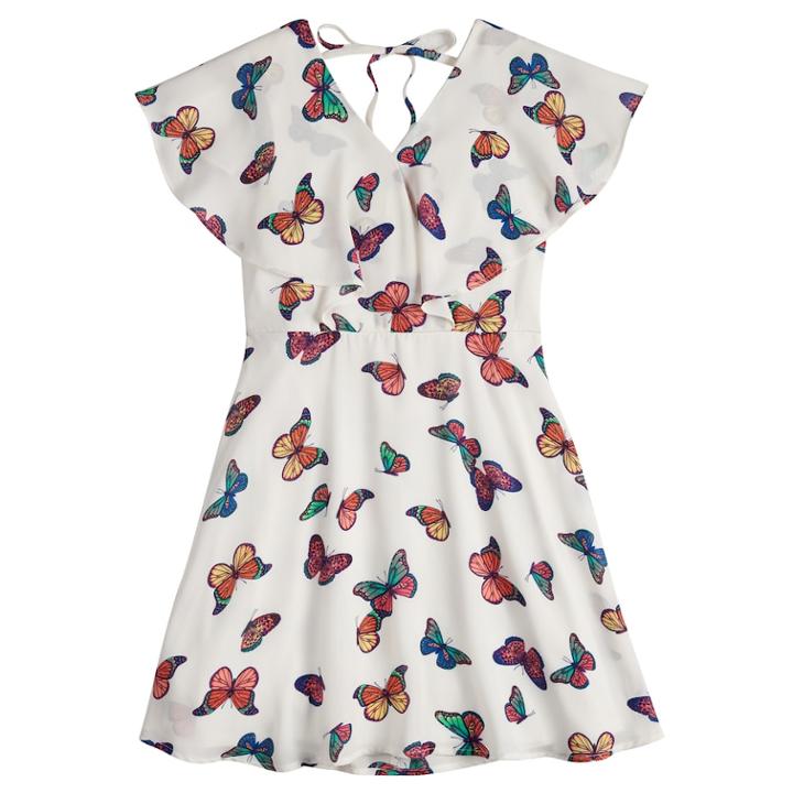 Girls 7-16 My Michelle Butterfly Skater Dress, Size: 12, White