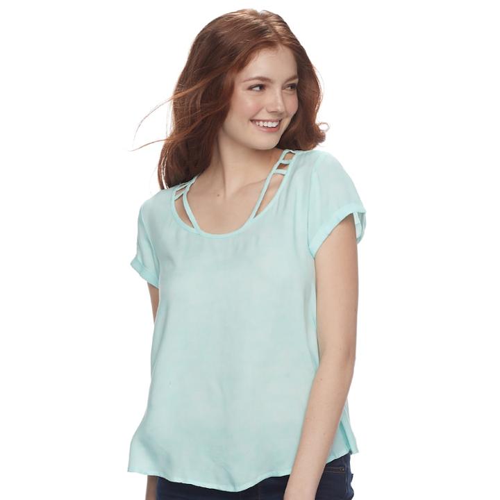 Juniors' So&reg; Cold-clavicle Tee, Teens, Size: Xxs, Turquoise/blue (turq/aqua)