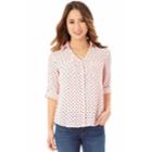 Juniors' Iz Byer Roll-tab Shirt, Teens, Size: Xs, Pink Dot