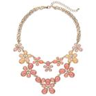 Pink & Peach Flower Statement Necklace, Women's, Pink Other
