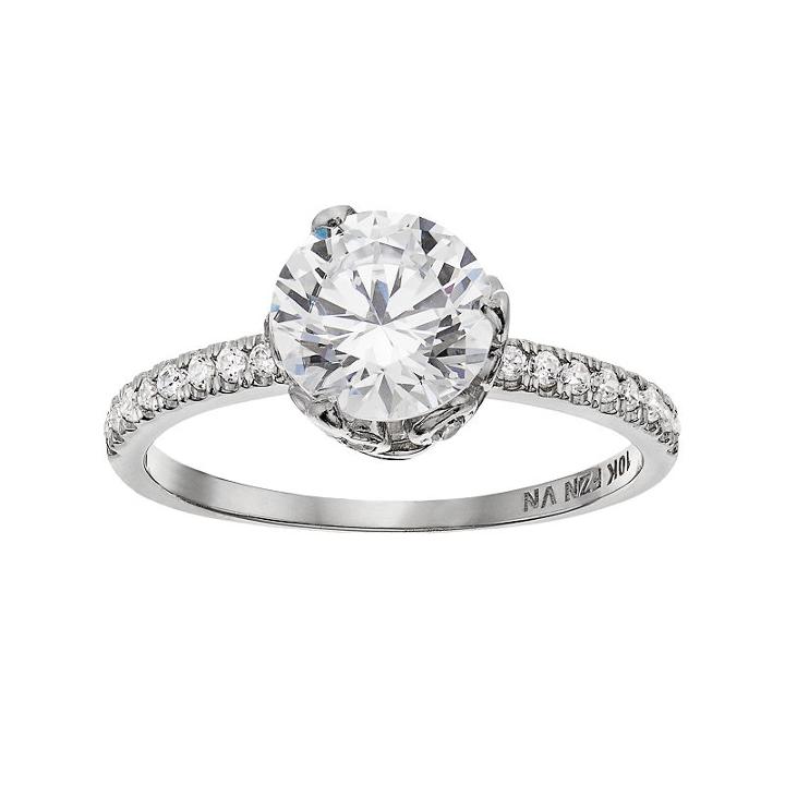 Cubic Zirconia 10k White Gold Ring, Women's, Size: 6