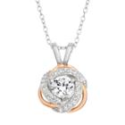 Lab-created White Sapphire Sterling Silver & 18k Rose Gold Over Silver Love Knot Necklace, Women's, Size: 18