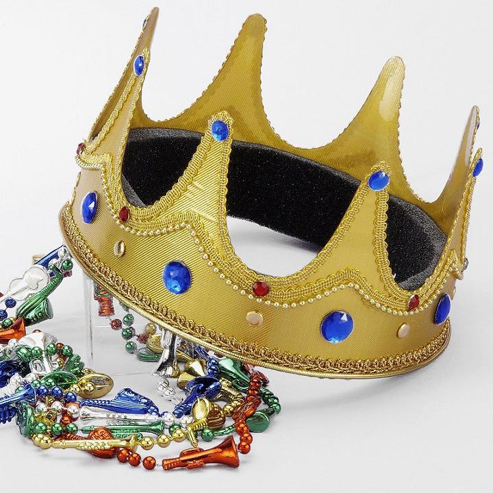Adult Jeweled Fabric Costume Crown, Gold