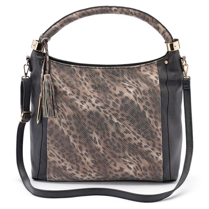 Mellow World Nova Snakeskin Hobo, Women's, Black