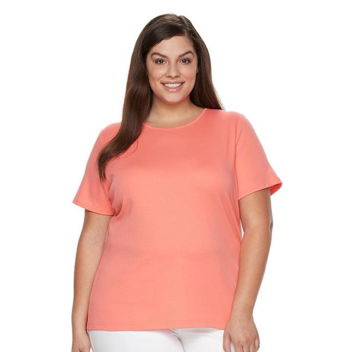 Plus Size Croft & Barrow&reg; Essential Crewneck Tee, Women's, Size: 1xl, Lt Orange