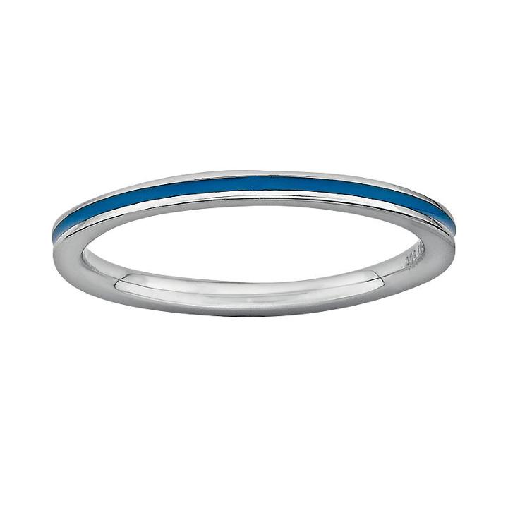 Stacks And Stones Sterling Silver Blue Enamel Stack Ring, Women's, Size: 5