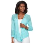 Women's Dana Buchman Pointelle Flyaway Cardigan, Size: Medium, Med Blue