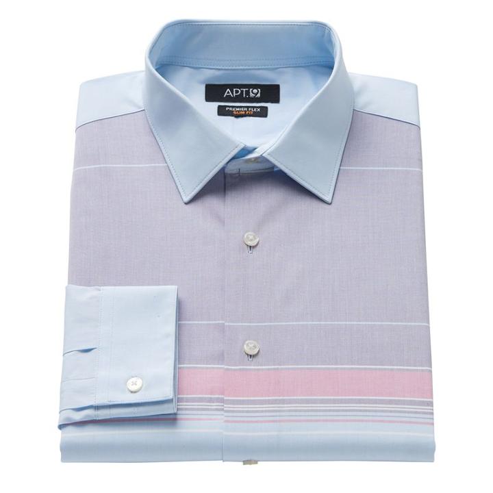 Men's Apt. 9&reg; Slim-fit Flex Collar Dress Shirt, Size: 17.5-34/35, Med Blue