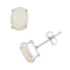 Lab-created Opal 10k White Gold Oval Stud Earrings, Women's