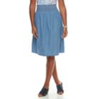 Petite Croft & Barrow&reg; Smocked Challis Skirt, Women's, Size: S Petite, Med Blue