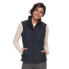 Women's Weathercast Quilted Faux-fur Lined Vest, Size: Large, Dark Blue