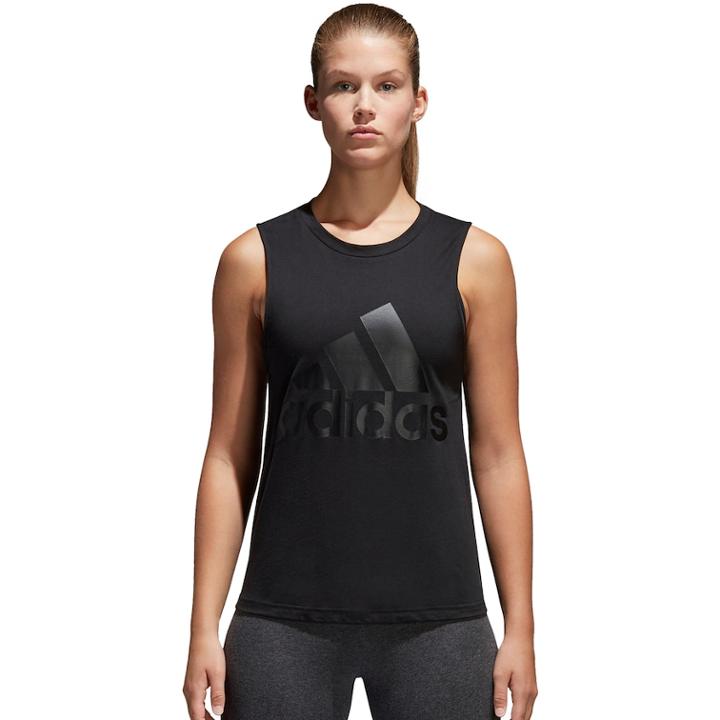 Women's Adidas Essential Solid Graphic Tank, Size: Large, Black