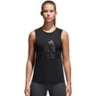 Women's Adidas Essential Solid Graphic Tank, Size: Large, Black