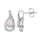 Sterling Silver Lab-created White Opal Teardrop Earrings, Women's