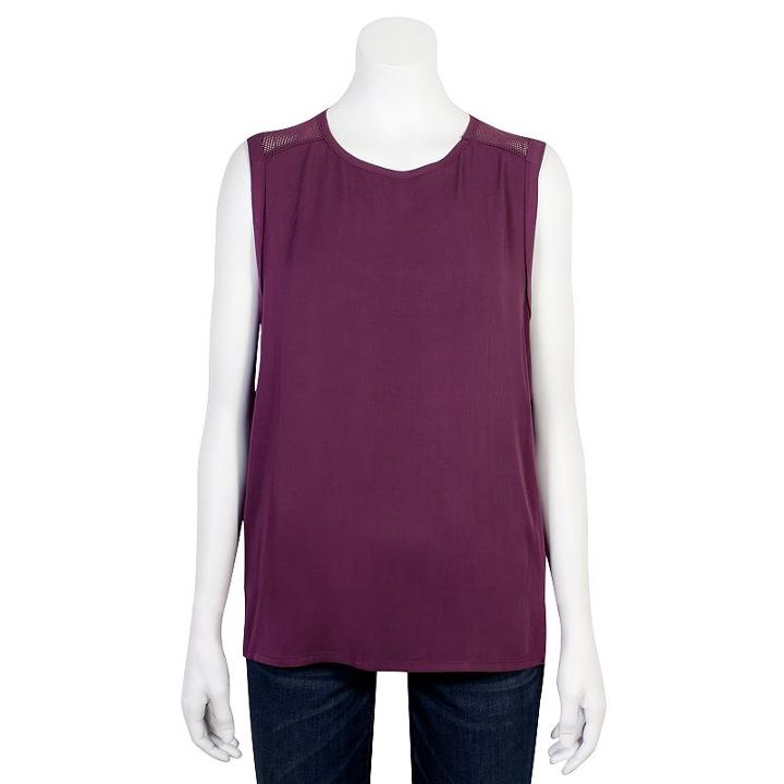 Juniors' Grayson Threads Mesh Yoke Tank, Girl's, Size: Xs, Drk Purple