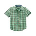 Boys 4-8 Carter's Woven Plaid Button-down Shirt, Size: 6, Green (mint)